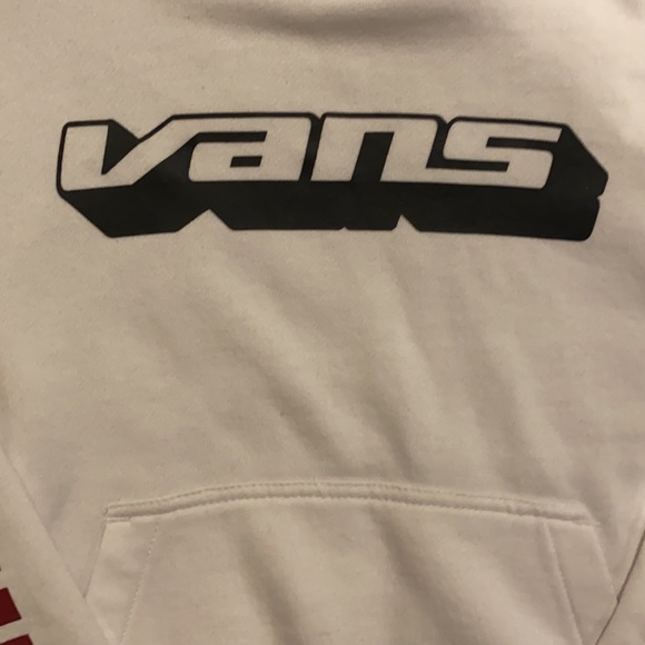 Vans Cropped Hoodie. Colored Sleeves, Front Pocket. - Picture 3 of 6
